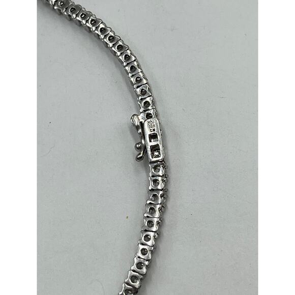 YGI Sterling Silver lolite/Tanzanite Emerald Cut Center Stone CZ Tennis Necklace - Picture 4 of 16